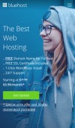 How bluehost.com looks like on a mobile device such as an iPhone.