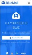 How bluemail.me looks like on a mobile device such as an iPhone.