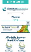 How bluemarblegeo.com looks like on a mobile device such as an iPhone.
