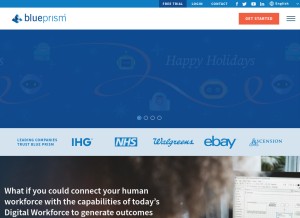How blueprism.com looks like on a tablet such as an iPad.