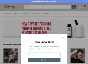 How blueskynailsupply.com looks like on a tablet such as an iPad.