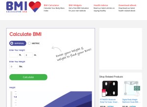 How bmicalculatorusa.com looks like on a tablet such as an iPad.