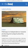 How bmj.com looks like on a mobile device such as an iPhone.