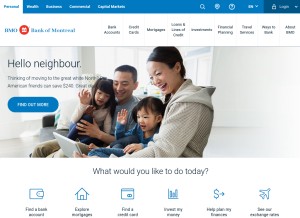 How bmo.com looks like on a tablet such as an iPad.