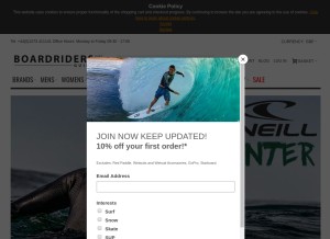 How boardridersguide.com looks like on a tablet such as an iPad.