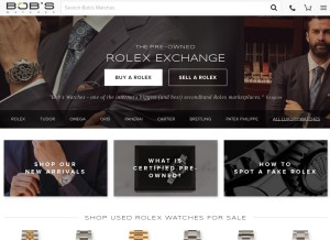 How bobswatches.com looks like on a tablet such as an iPad.