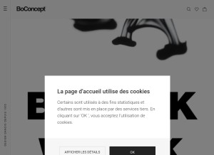 How boconcept.com looks like on a tablet such as an iPad.