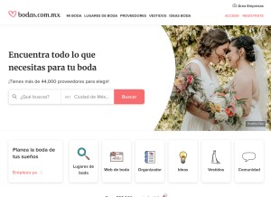 How bodas.com.mx looks like on a tablet such as an iPad.
