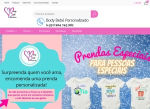 How bodybebepersonalizado.pt looks like on a tablet such as an iPad.