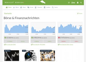 How boersennews.de looks like on a tablet such as an iPad.