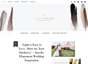 How boho-weddings.com looks like on a tablet such as an iPad.