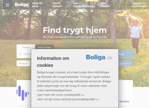 How boliga.dk looks like on a tablet such as an iPad.