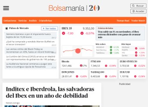 How bolsamania.com looks like on a tablet such as an iPad.