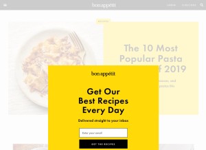 How bonappetit.com looks like on a tablet such as an iPad.