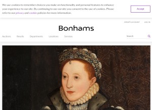 How bonhams.com looks like on a tablet such as an iPad.