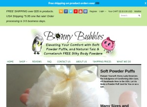 How bonnybubbles.net looks like on a tablet such as an iPad.
