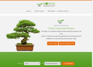 How bonsaifinance.com looks like on a tablet such as an iPad.