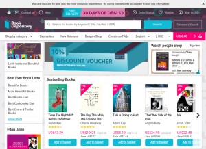 How bookdepository.com looks like on a tablet such as an iPad.