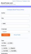 How bookfinder.com looks like on a mobile device such as an iPhone.