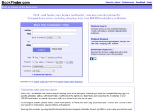 How bookfinder.com looks like on a tablet such as an iPad.