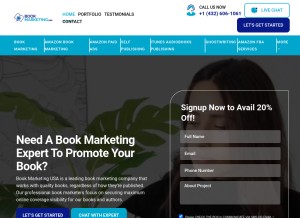 How bookmarketingusa.com looks like on a tablet such as an iPad.