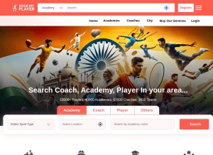 How bookmyplayer.com looks like on a tablet such as an iPad.
