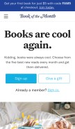 How bookofthemonth.com looks like on a mobile device such as an iPhone.