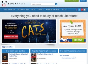 How bookrags.com looks like on a tablet such as an iPad.