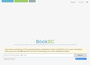 How booksc.org looks like on a tablet such as an iPad.