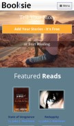 How booksie.com looks like on a mobile device such as an iPhone.