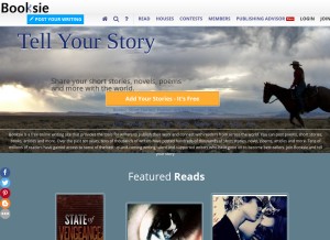 How booksie.com looks like on a tablet such as an iPad.