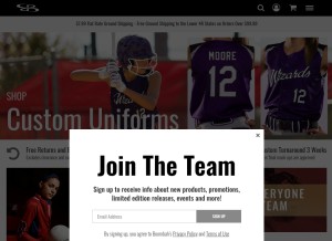 How boombah.com looks like on a tablet such as an iPad.