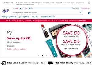 How boots.com looks like on a tablet such as an iPad.