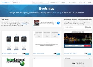 How bootsnipp.com looks like on a tablet such as an iPad.