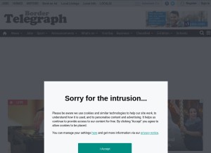 How bordertelegraph.com looks like on a tablet such as an iPad.