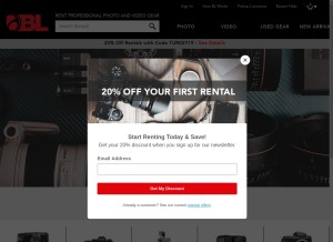 How borrowlenses.com looks like on a tablet such as an iPad.