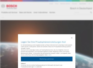 How bosch.de looks like on a tablet such as an iPad.