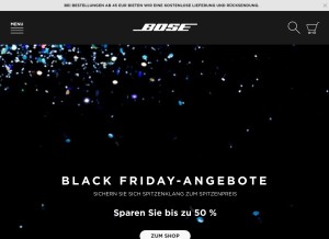 How bose.de looks like on a tablet such as an iPad.
