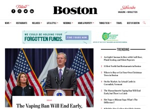 How bostonmagazine.com looks like on a tablet such as an iPad.