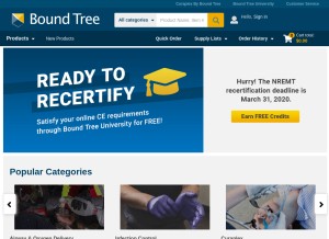 How boundtree.com looks like on a tablet such as an iPad.