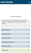 How bourns.com looks like on a mobile device such as an iPhone.