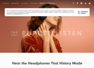 How bowerswilkins.com looks like on a tablet such as an iPad.
