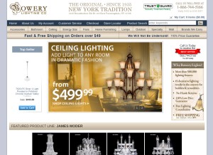 How bowerylights.com looks like on a tablet such as an iPad.