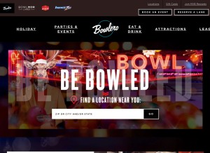 How bowlero.com looks like on a tablet such as an iPad.