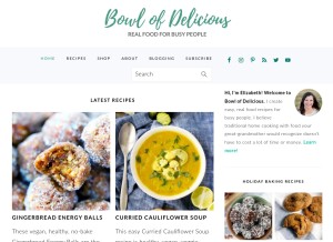 How bowlofdelicious.com looks like on a tablet such as an iPad.