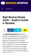 How boxinghunter.com looks like on a mobile device such as an iPhone.