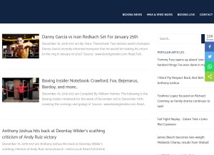 How boxingnewsnow.com looks like on a tablet such as an iPad.