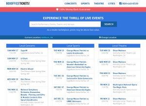 How boxoffice-tickets.com looks like on a tablet such as an iPad.