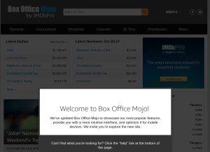 How boxofficemojo.com looks like on a tablet such as an iPad.
