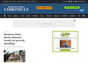 How bozemandailychronicle.com looks like on a tablet such as an iPad.